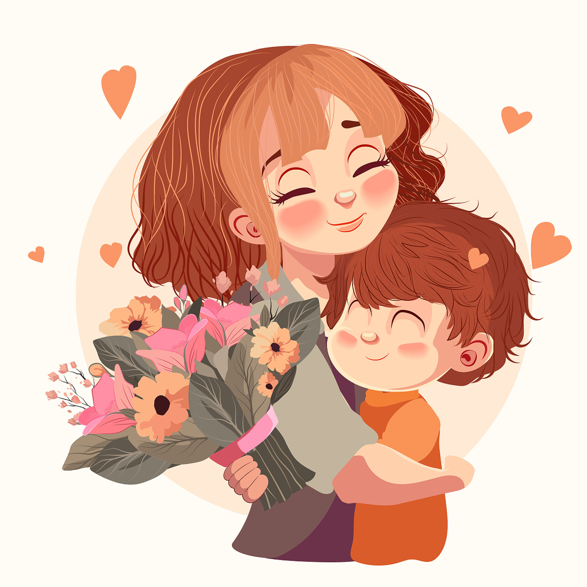 母亲节女人抱着孩子