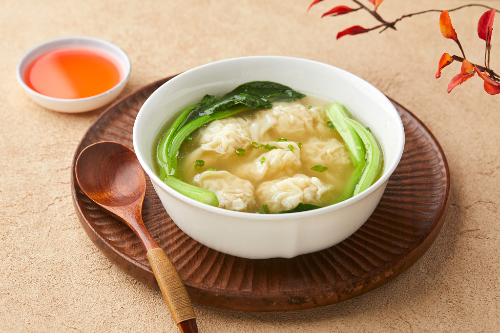 餐饮俯视拍摄鲜肉云吞美食