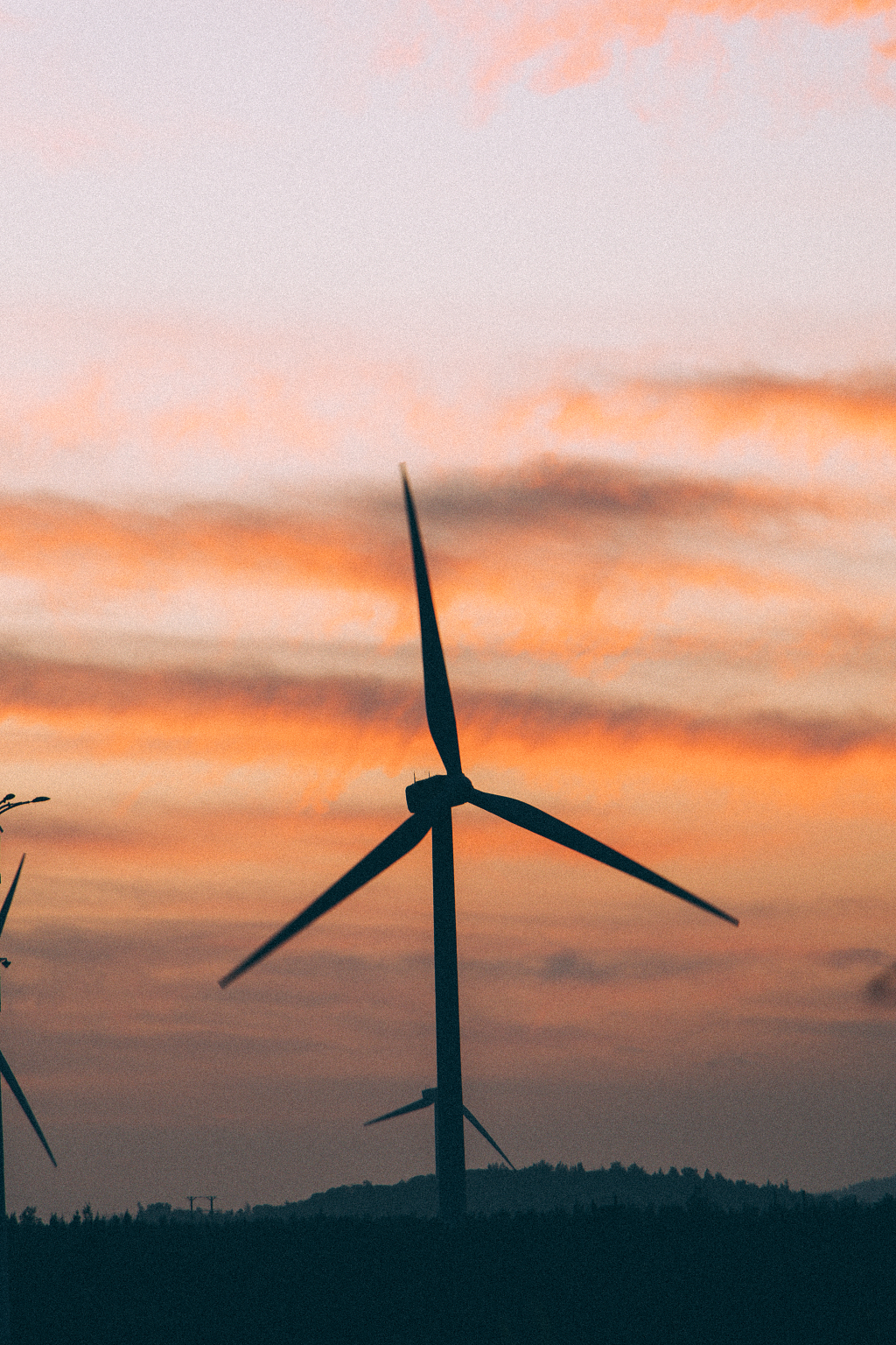 福州平潭海边日落的风车