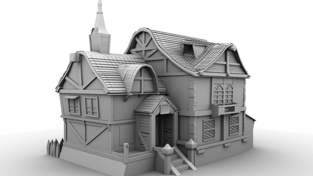 纯色背景小屋建筑动画设计