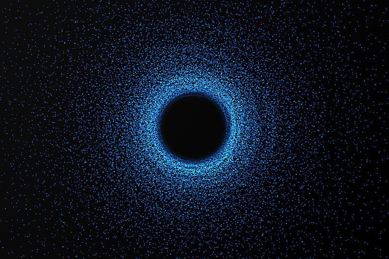 在空间中发光的虫洞，星际扭曲，穿越空间和时间。三维渲染