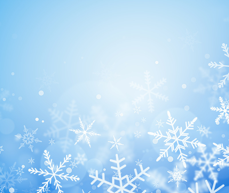 浅蓝色背景上的雪花