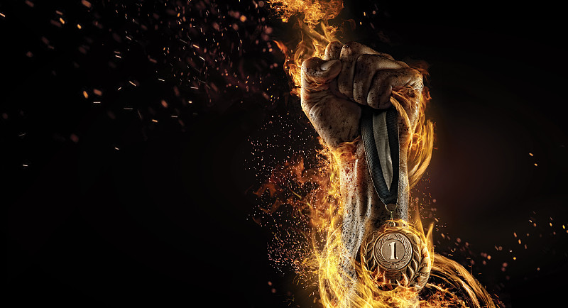 运动。在比赛中获胜。火和能源