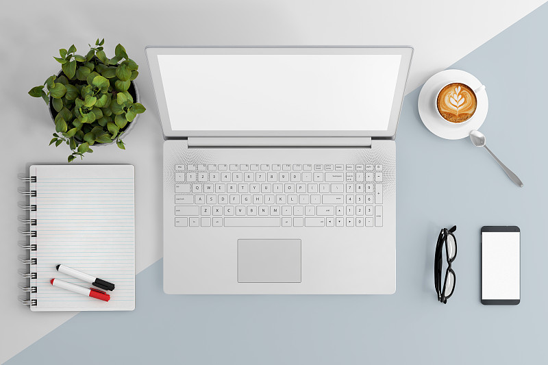 Knolling工作台视图与笔记本电脑