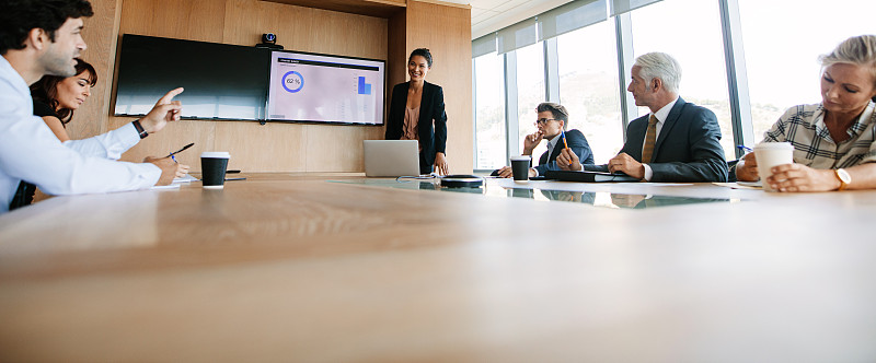 商务人士在现代化的办公室里开会