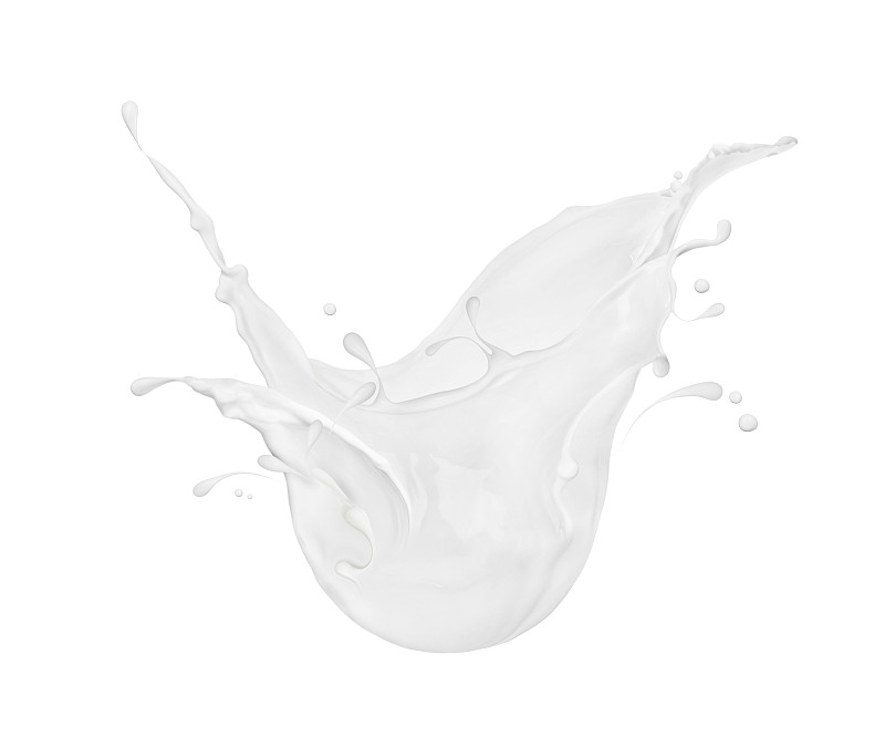 溅起的牛奶近距离孤立的白色背景