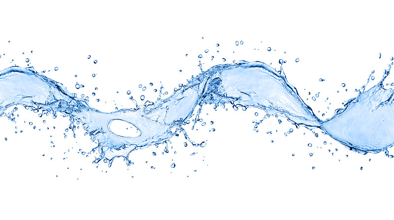 水溅在白色的孤立