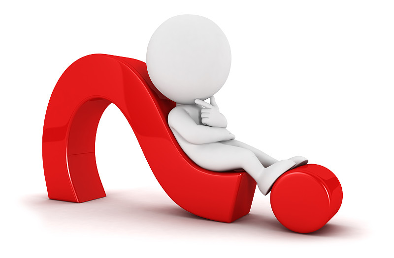 3d白人躺在问号上