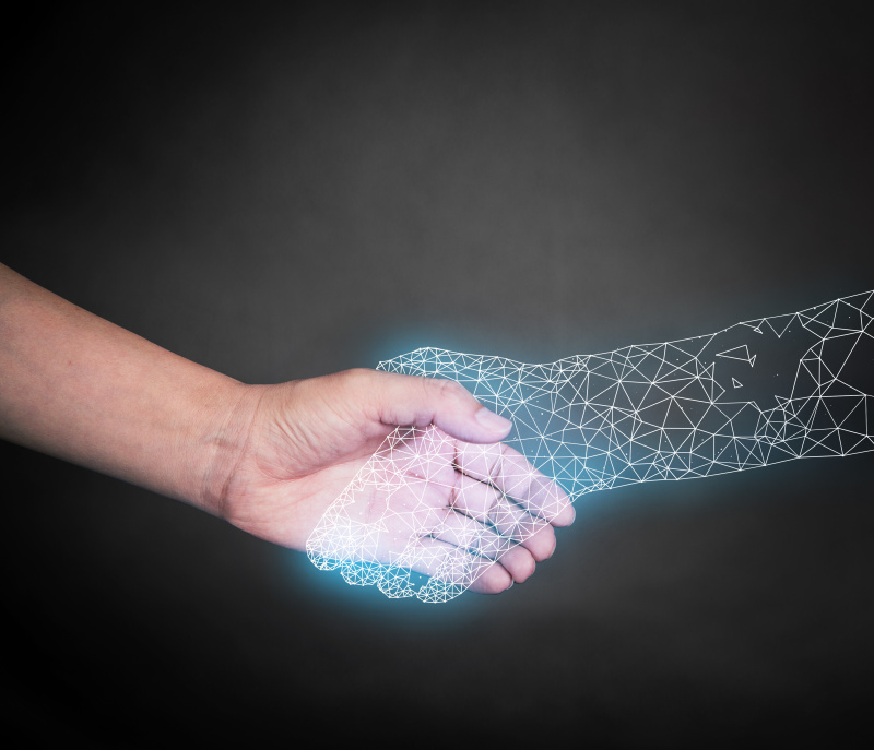 虚拟与现实合作，平面设计科技。