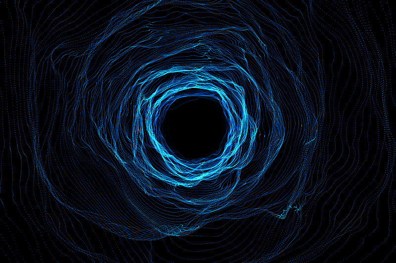 宇宙虫洞，太空旅行概念，可以连接两个宇宙的漏斗形隧道。三维渲染