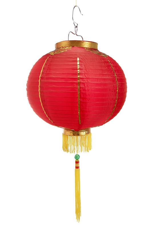 红灯笼孤立在白花上