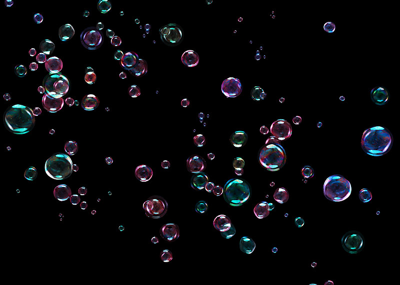 黑色背景上的气泡