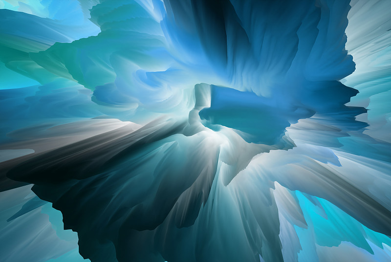 神奇的世界。色彩斑斓的抽象幻想背景，超现实的梦幻景观。三维演示