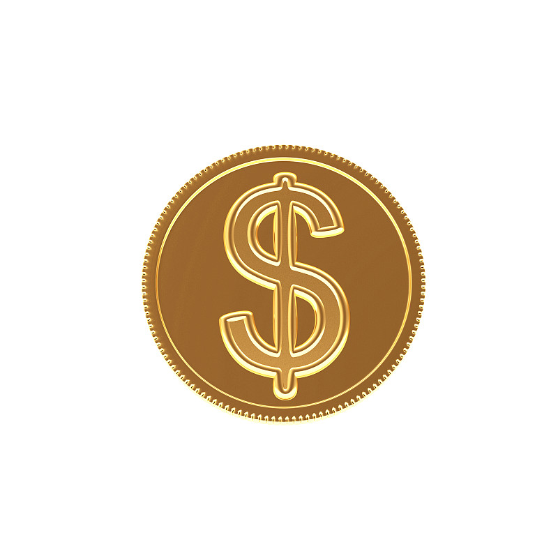 一枚金币上的美元符号