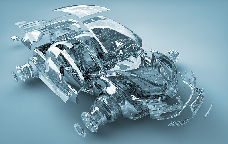 透明的汽车爆炸