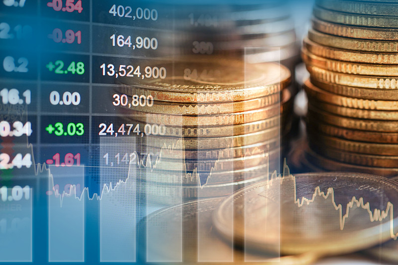 股市金融业务，经济走势图数字技术。