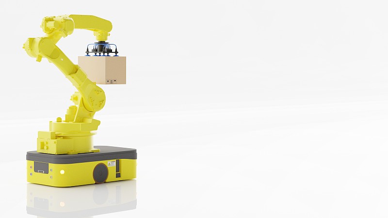 AGV(自动引导车辆)，操作机器人在白色背景下