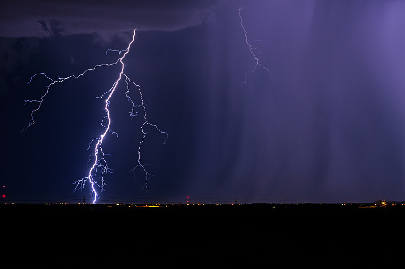 夏季雷雨中的闪电