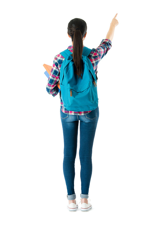 后视图漂亮优雅的女大学生