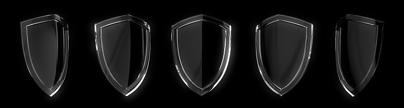一套玻璃保护屏蔽设计隔离在黑色背景