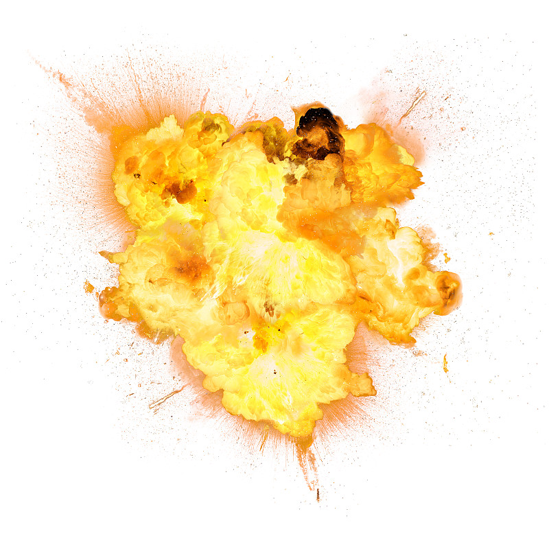 白色背景上发生了爆炸