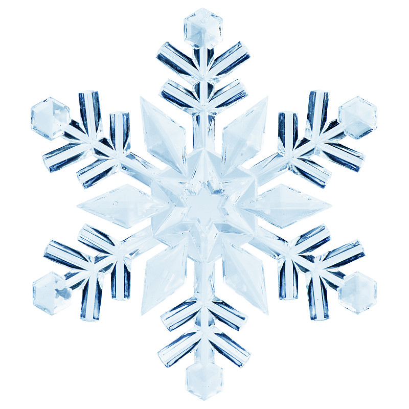 蓝色雪花在白色上