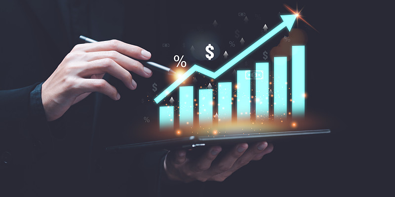 财务概念和企业利润增长，股息，退休回报，利息负担，投资增长百分比和存款利息，利率的增加，财务概念