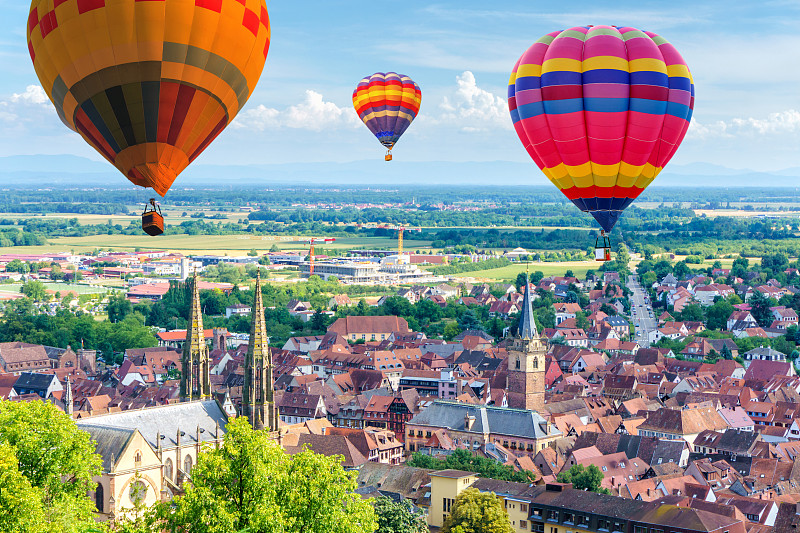 法国阿尔萨斯奥贝奈村鸟瞰图