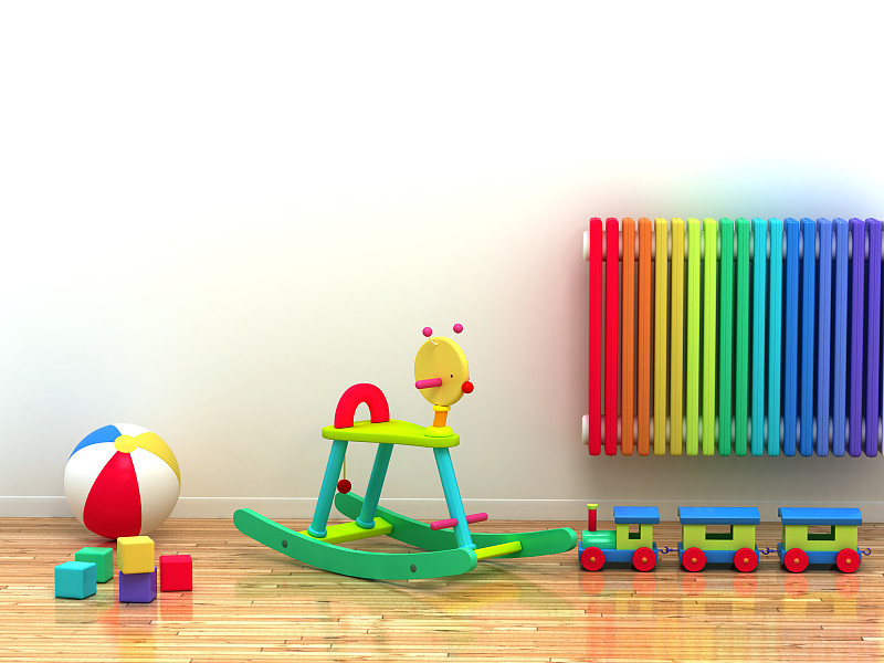 玩具在地板上
