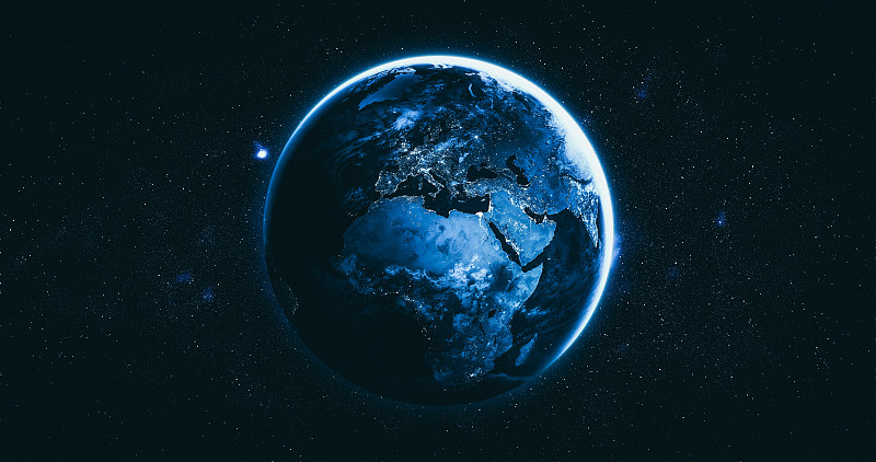 地球地球从太空显示真实的地球表面和世界地图