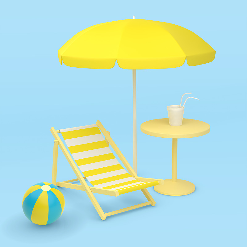 海滩度假，插画的主题为夏季，度假，旅游