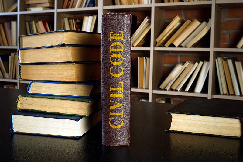 民法典和成堆的书。