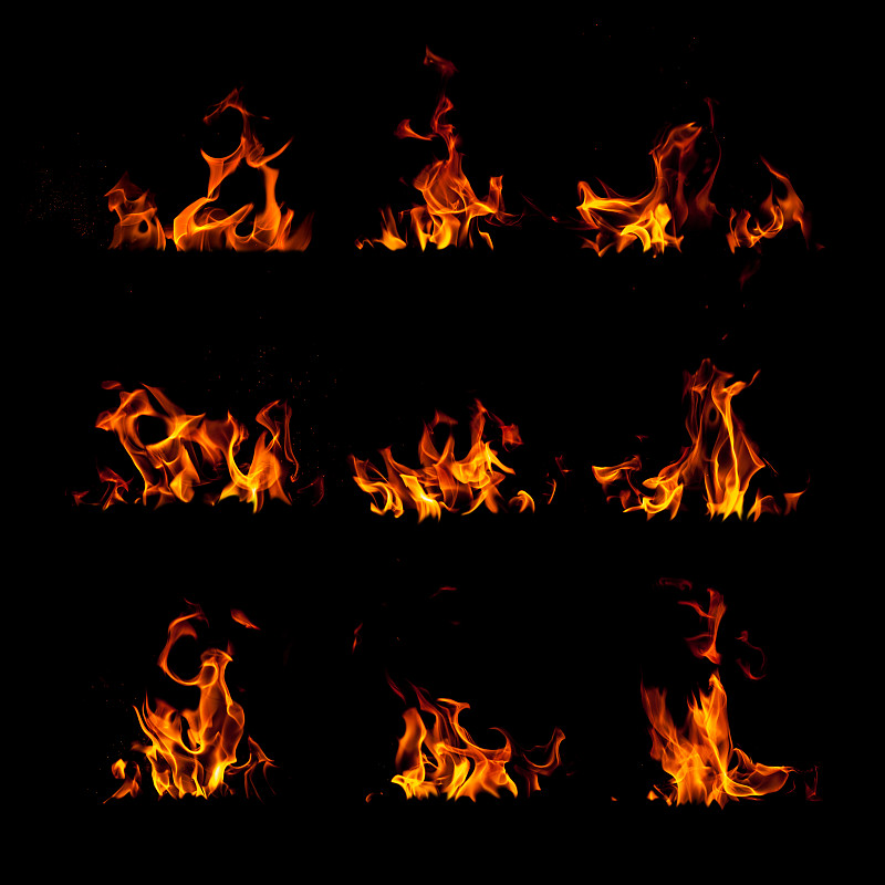 火焰孤立在黑色上
