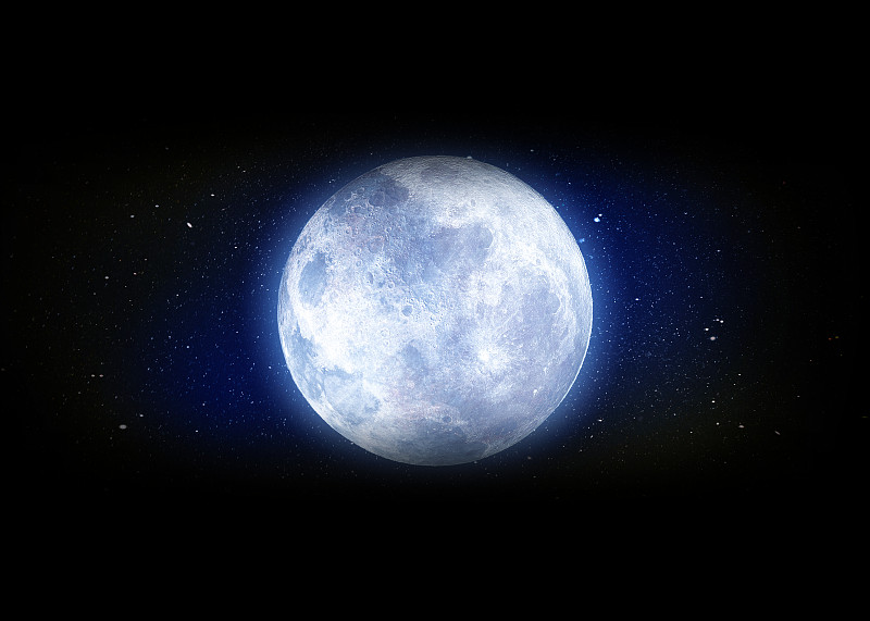 月球和超级蓝色的深空。