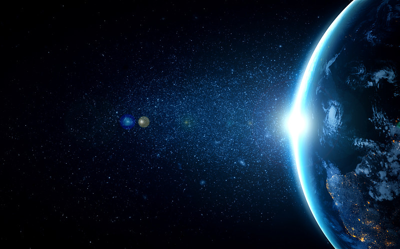 地球地球从太空显示真实的地球表面和世界地图