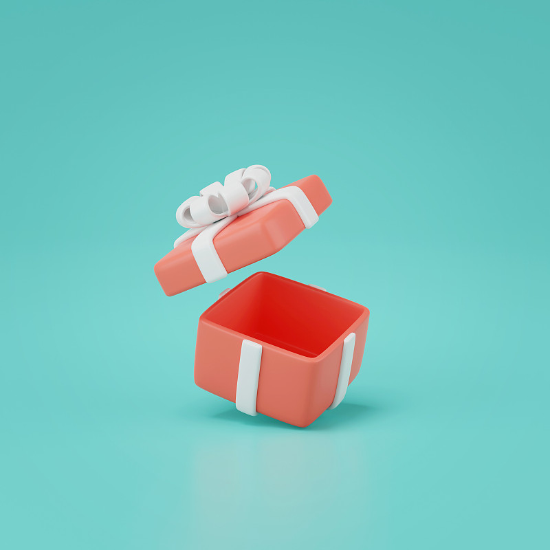 3d渲染礼品盒孤立在绿色。