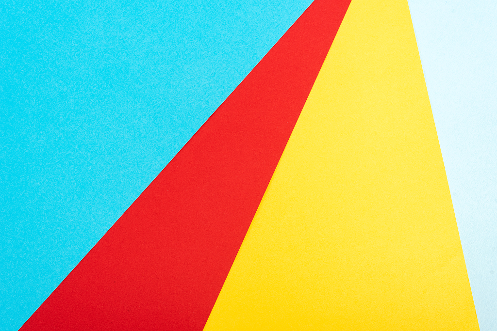 蓝黄红灰四色拼接背景彩色创意彩色背景撞色素材