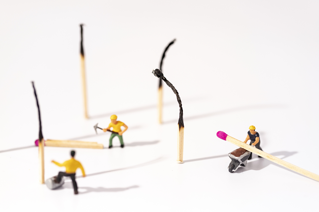 火柴创意伐木破坏环境环保素材节能减排低碳创意