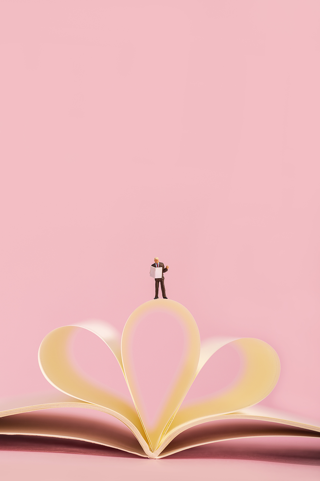 世界读书日微缩创意粉色背景读书日教师节阅读教育