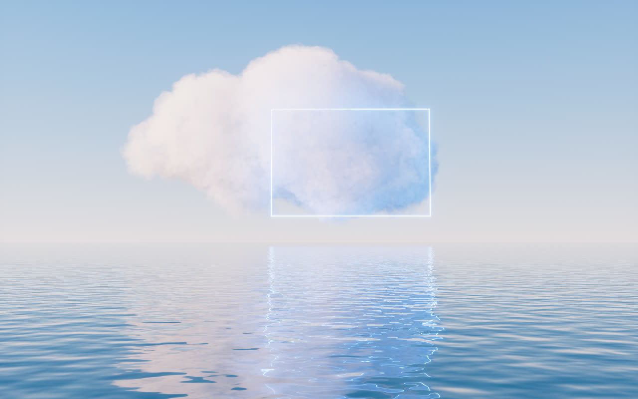 水面上的云朵3D渲染