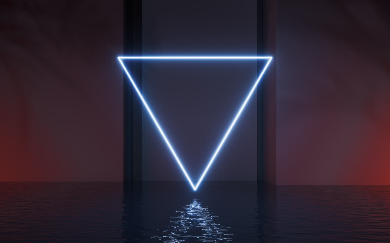 霓虹线条与水面3D渲染