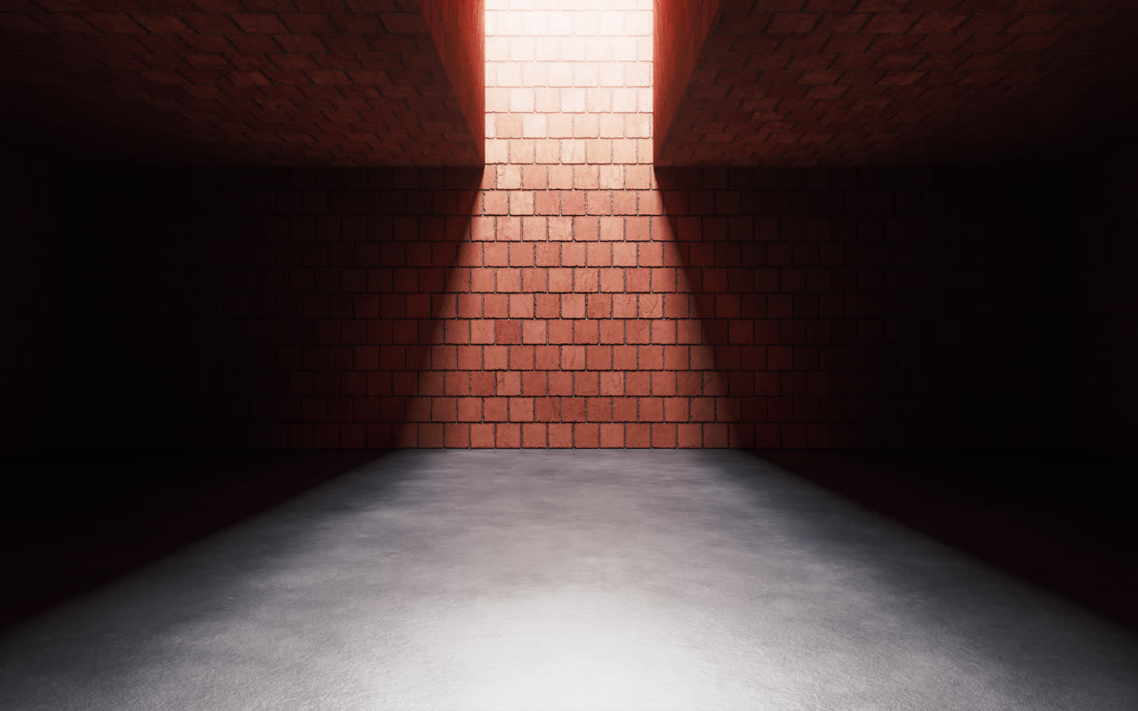 复古砖墙建筑背景3D渲染