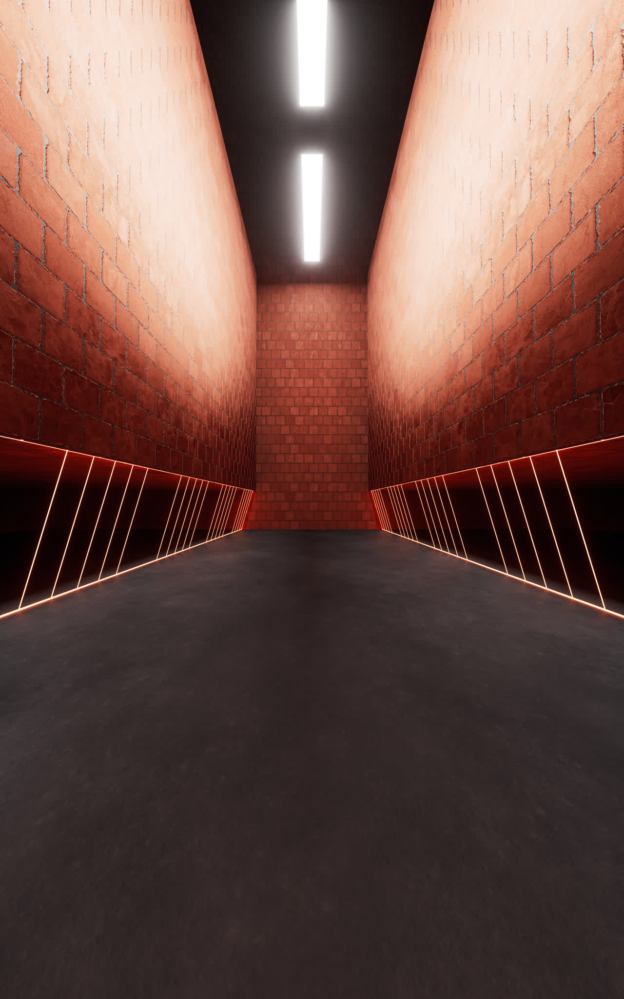 复古砖墙建筑背景3D渲染