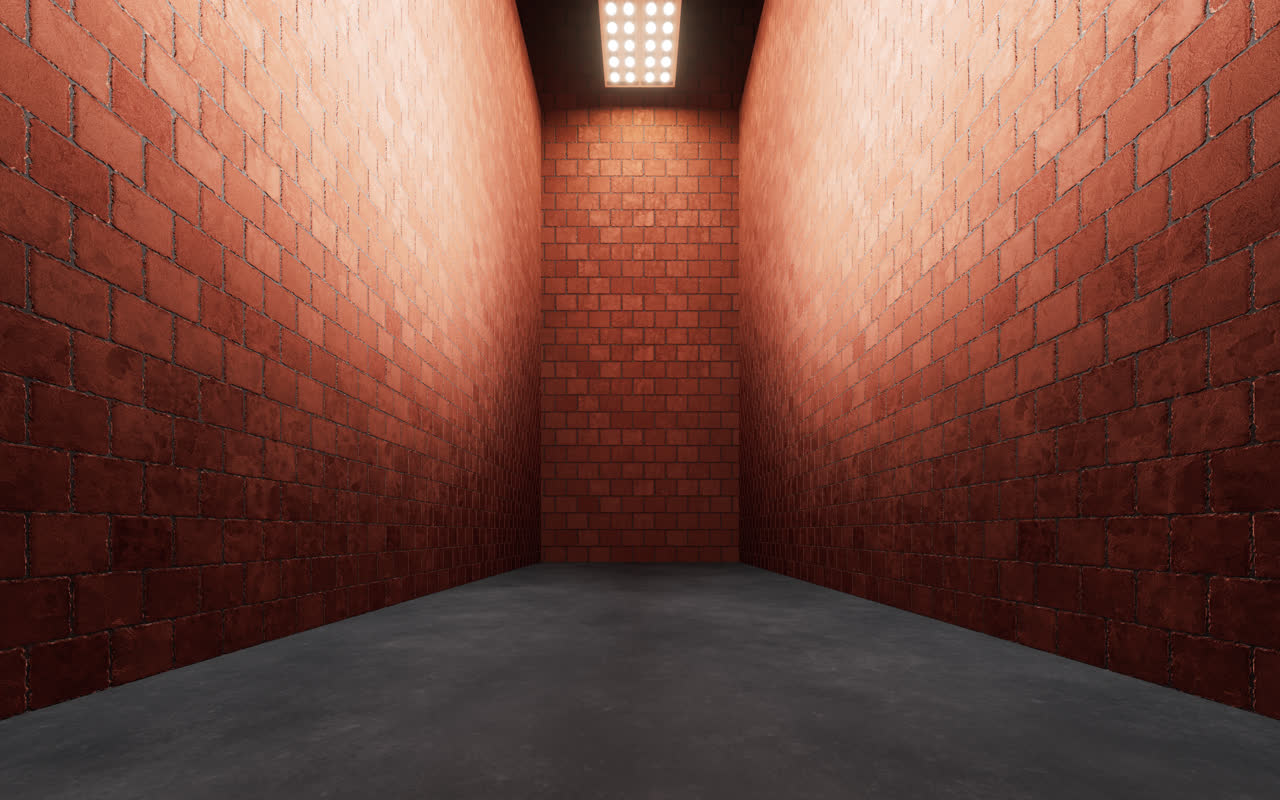 复古砖墙建筑背景3D渲染工业风建筑