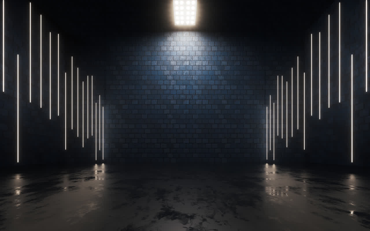 黑暗的空房间3D渲染