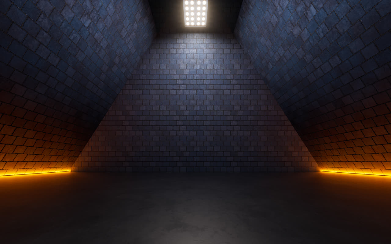 黑暗的空房间3D渲染