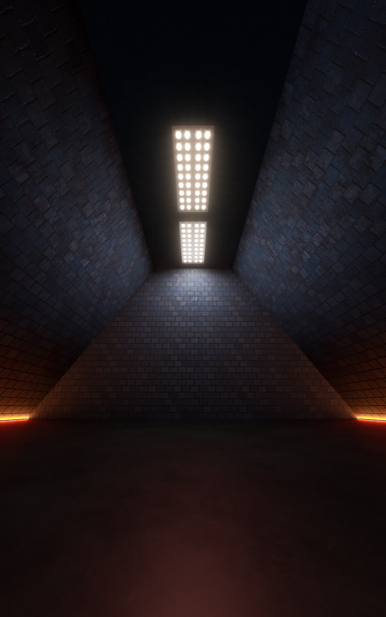 黑暗的空房间3D渲染