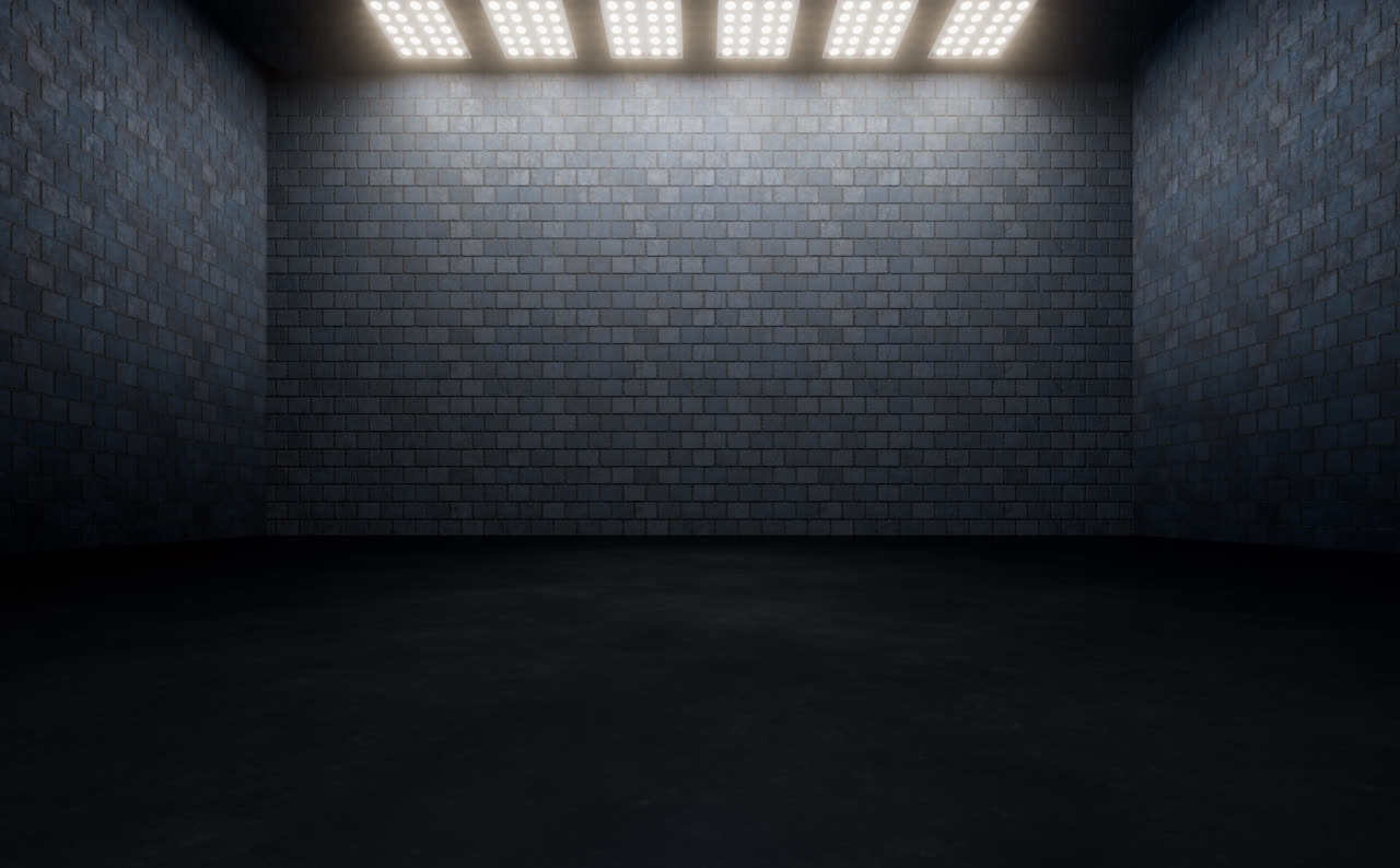 黑暗的空房间3D渲染