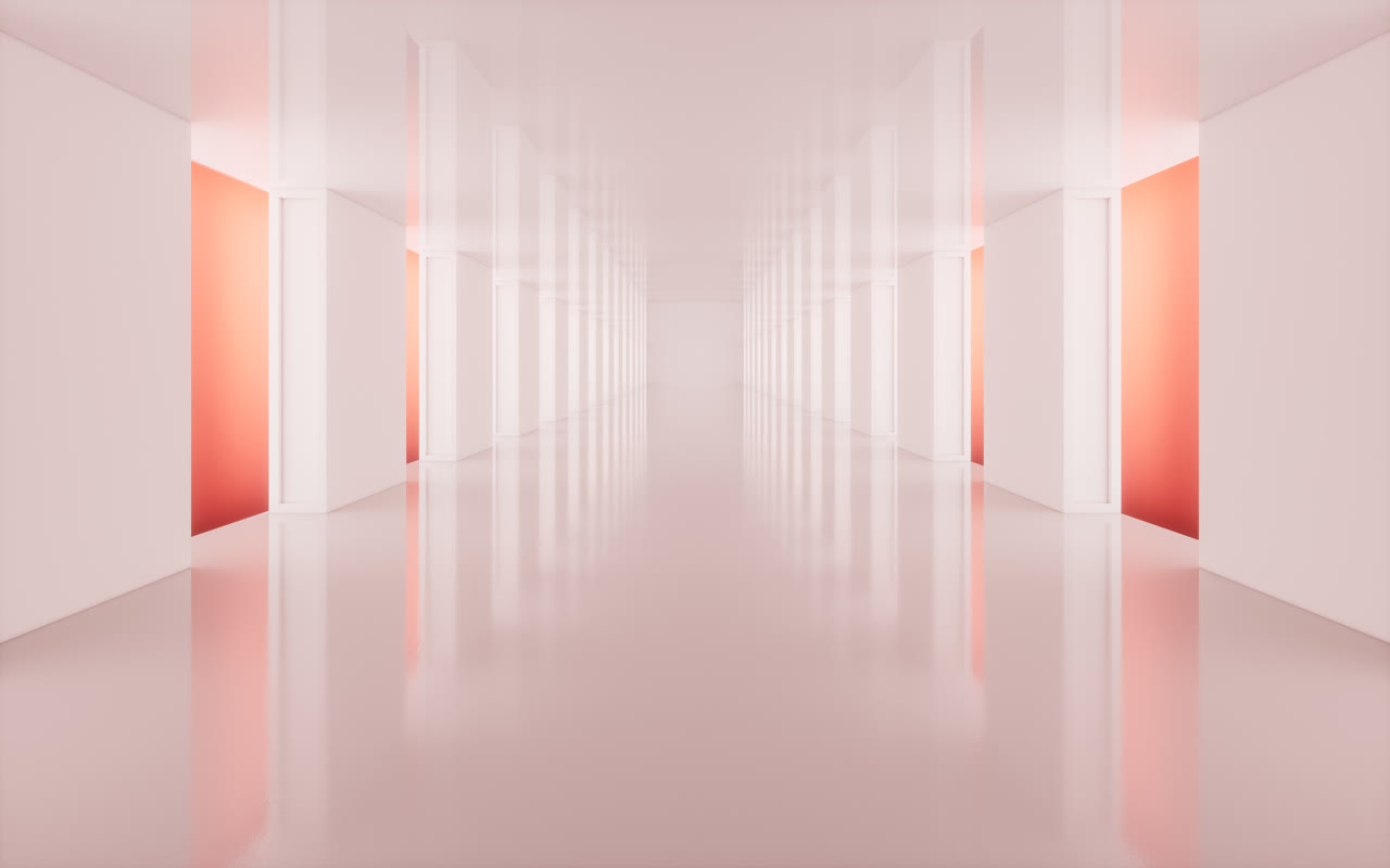 红色室内空间背景3D渲染