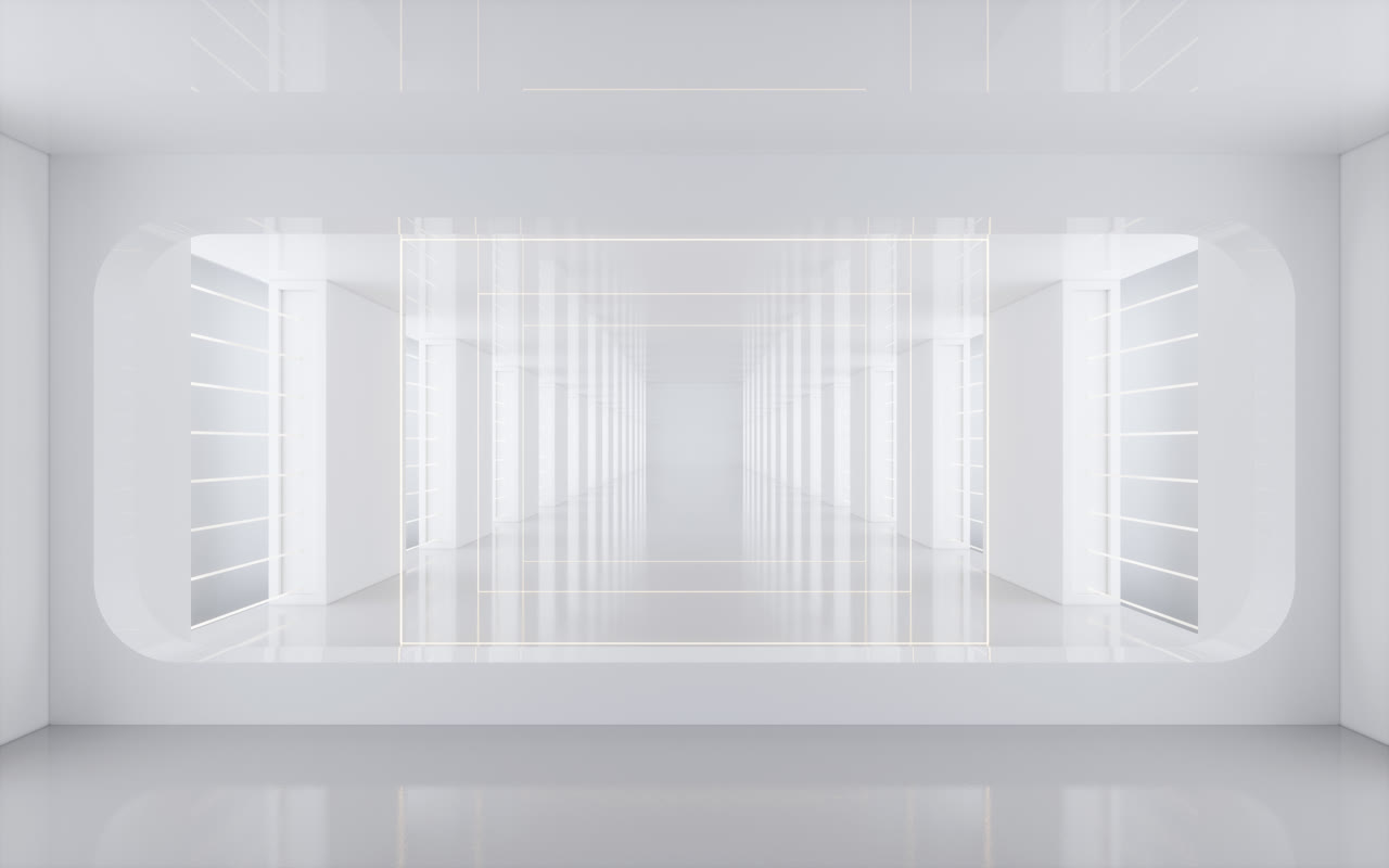 白色室内空间背景3D渲染